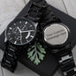 TEXT Customizable Engraved Black Chronograph Watch, Unique Birthday Gifts for Men