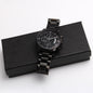 TEXT Customizable Engraved Black Chronograph Watch, Unique Birthday Gifts for Men