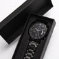 TEXT Customizable Engraved Black Chronograph Watch, Unique Birthday Gifts for Men