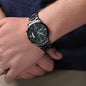 TEXT Customizable Engraved Black Chronograph Watch, Unique Birthday Gifts for Men