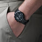 TEXT Customizable Engraved Black Chronograph Watch, Unique Birthday Gifts for Men