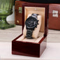 TEXT Customizable Engraved Black Chronograph Watch, Unique Birthday Gifts for Men