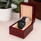 TEXT Customizable Engraved Black Chronograph Watch, Unique Birthday Gifts for Men