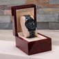 TEXT Customizable Engraved Black Chronograph Watch, Unique Birthday Gifts for Men