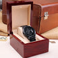 TEXT Customizable Engraved Black Chronograph Watch, Unique Birthday Gifts for Men
