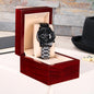 TEXT Customizable Engraved Black Chronograph Watch, Unique Birthday Gifts for Men