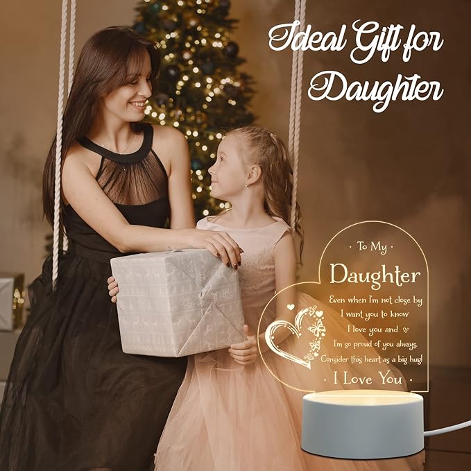 To My Daughter Engraved Night Light, Daughter Gift from Mom on Mothers Day, Valentines Day, Birthday