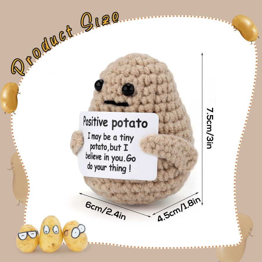 All Love Here Handmade Mini Wool Knitted Potato Toy with Positive Message Card – Positive Gifts