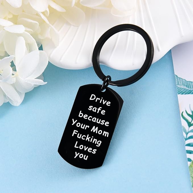 All Love Here Drive Safe Keychain for Son / Daughter, Birthday Gifts for Son / Daughter from Mom