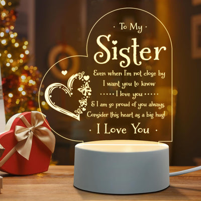 Load image into Gallery viewer, To My Sister Engraved Night Light, Unique Birthday Gifts for Little Sister from Big Brother
