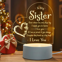 Load image into Gallery viewer, To My Sister Engraved Night Light, Unique Birthday Gifts for Little Sister from Big Brother
