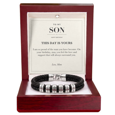 Load image into Gallery viewer, B001 repair: Silver Finish Luxury 6 beads, exact To My Son message card
