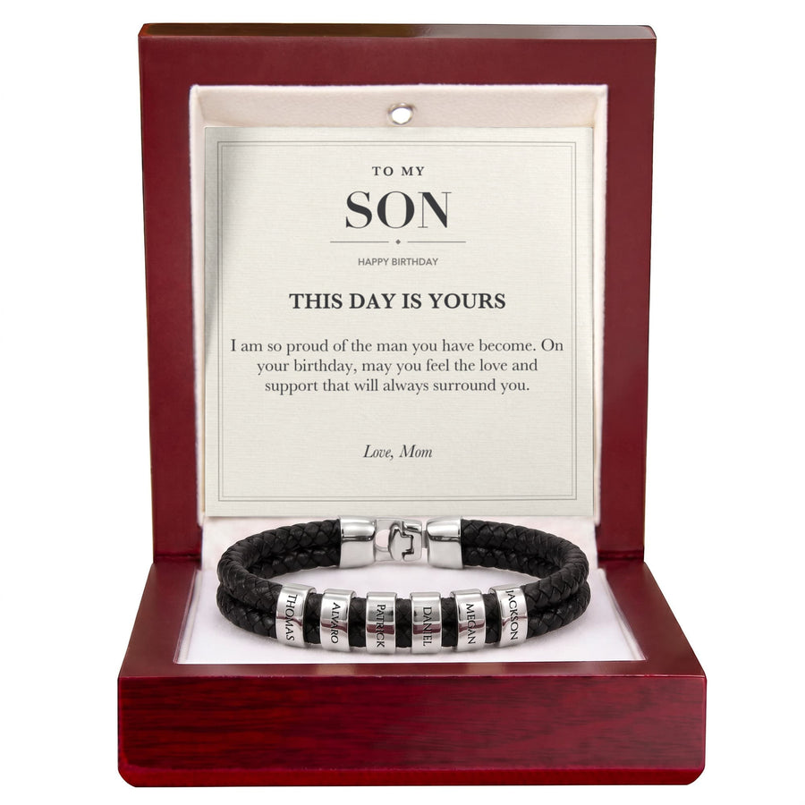 B001 repair: Silver Finish Luxury 6 beads, exact To My Son message card