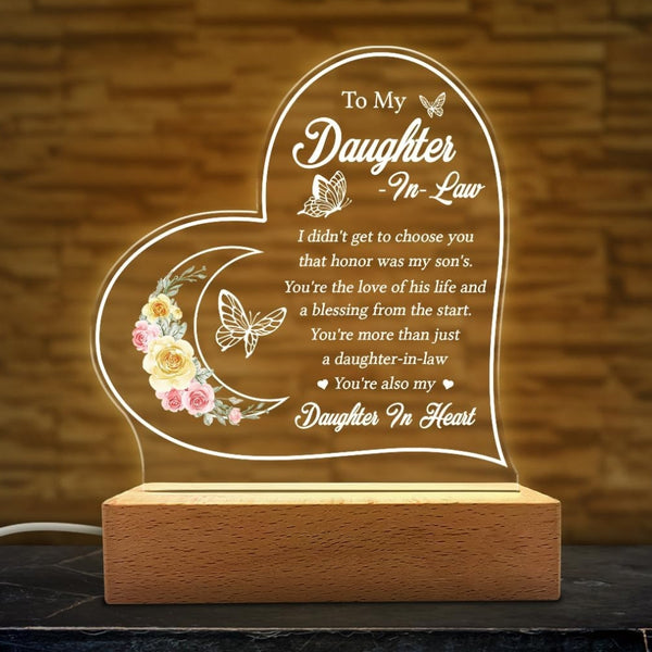 To My Daughter in Law Engraved Night Light, Unique Birthday Gifts for Daughter in Law from Mother in Law