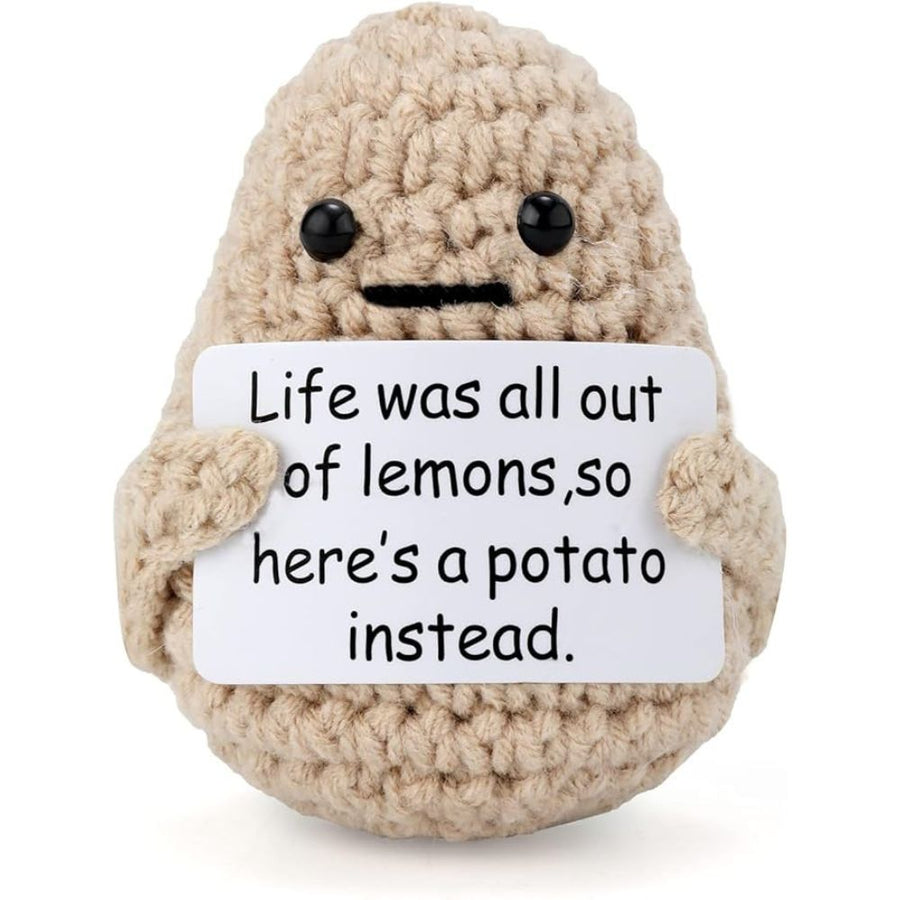 All Love Here Handmade Mini Wool Knitted Potato Toy with Positive Message Card – Positive Gifts