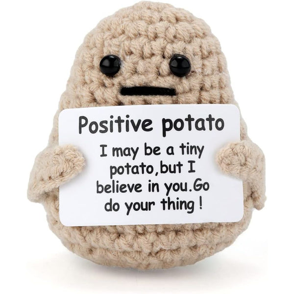 All Love Here Handmade Mini Wool Knitted Potato Toy with Positive Message Card – Positive Gifts