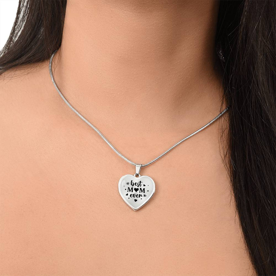 Best Mom Ever Gifts from Daughter / Son - Engraved Heart Necklace