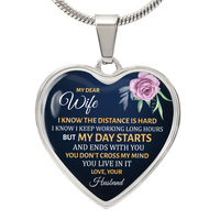 Load image into Gallery viewer, To My Wife Heart Necklace - I Know the Distance Is Hard Snake Chain
