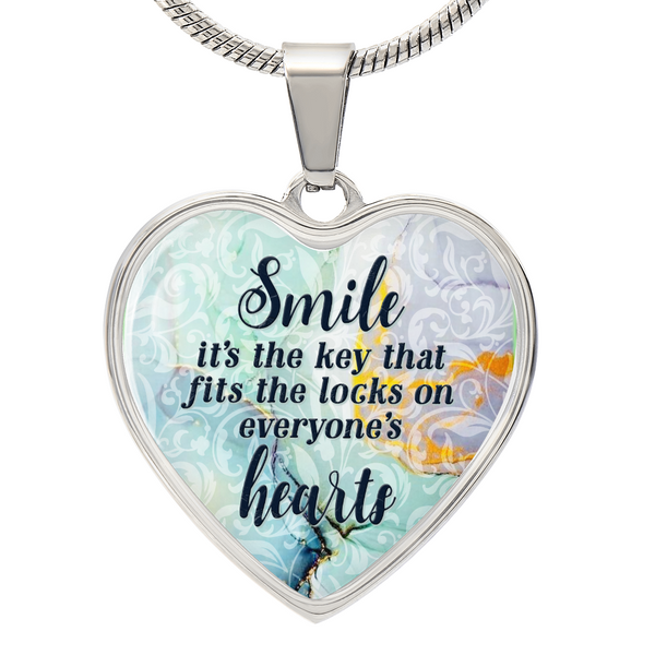 Silver Women Heart Necklace - Smile Snake Chain