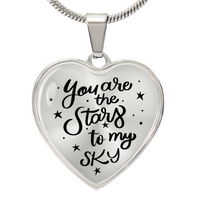 Load image into Gallery viewer, Silver Women Heart Necklace - You Are the Stars to My Sky Snake Chain
