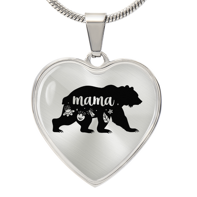 Load image into Gallery viewer, To My Mama Heart Necklace - Mama Bear Snake Chain
