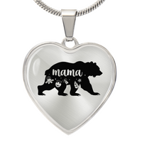 Load image into Gallery viewer, To My Mama Heart Necklace - Mama Bear Snake Chain
