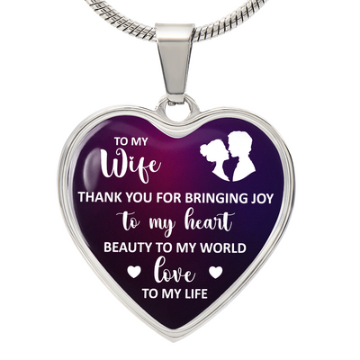 Load image into Gallery viewer, To My Wife Heart Necklace - Thank You for Bringing Snake Chain

