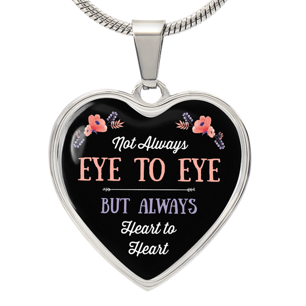 Silver Women Heart Necklace - Eye To Eye Heart Snake Chain