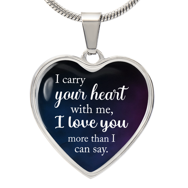 Silver Women Heart Necklace - I Carry Your Heart Snake Chain