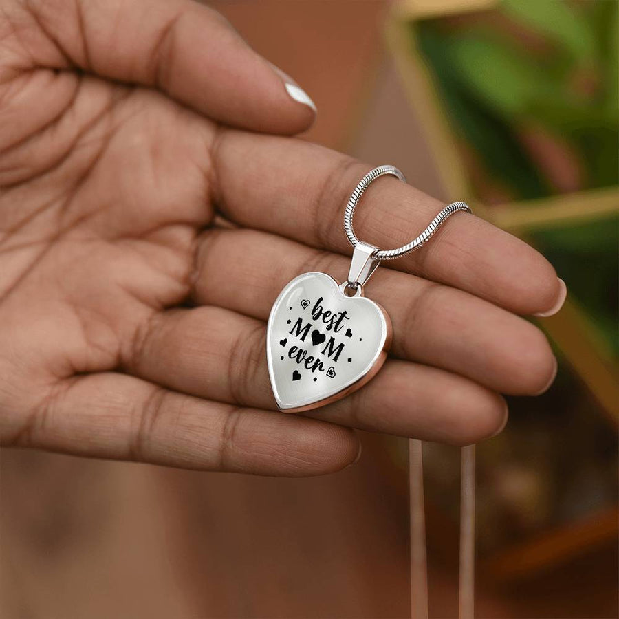 Best Mom Ever Gifts from Daughter / Son - Engraved Heart Necklace