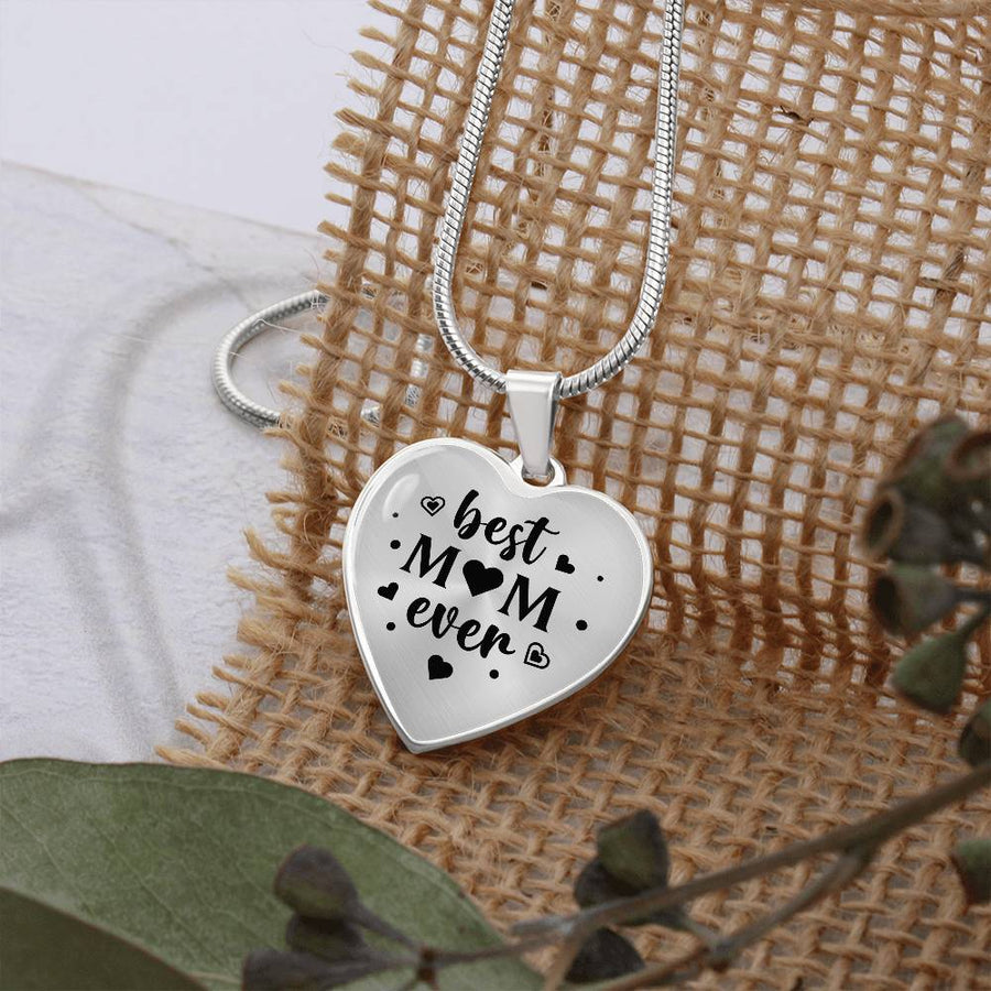 Best Mom Ever Gifts from Daughter / Son - Engraved Heart Necklace