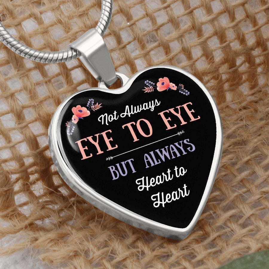 Silver Women Heart Necklace - Eye To Eye Heart Snake Chain