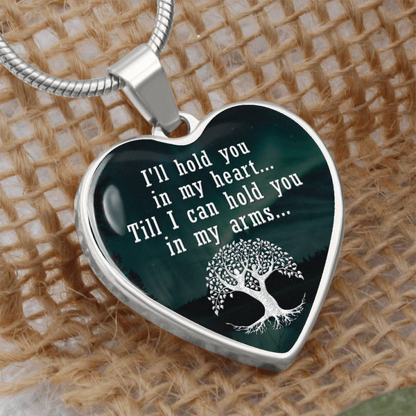 Silver Women Heart Necklace - I'll Hold You Snake Chain