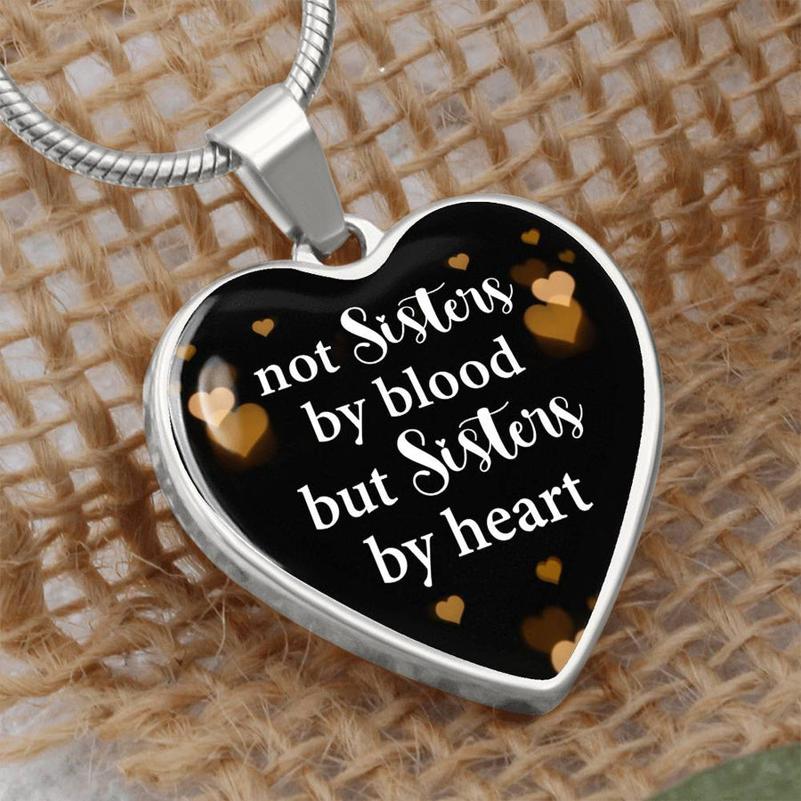 Silver Women Heart Necklace - Not Sister by Blood Snake Chain