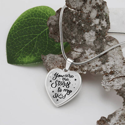 Load image into Gallery viewer, Silver Women Heart Necklace - You Are the Stars to My Sky Snake Chain
