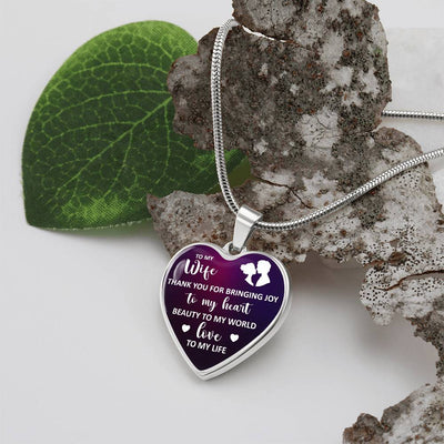 Load image into Gallery viewer, To My Wife Heart Necklace - Thank You for Bringing Snake Chain
