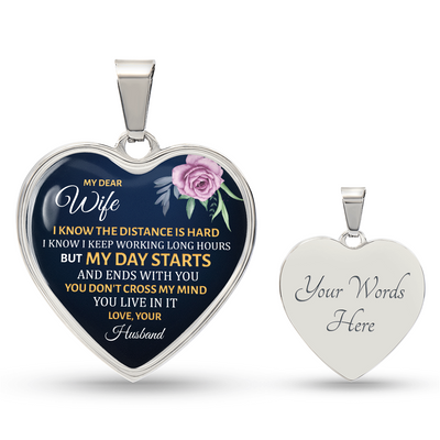 Load image into Gallery viewer, To My Wife Heart Necklace - I Know the Distance Is Hard Snake Chain
