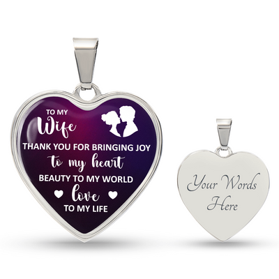 Load image into Gallery viewer, To My Wife Heart Necklace - Thank You for Bringing Snake Chain
