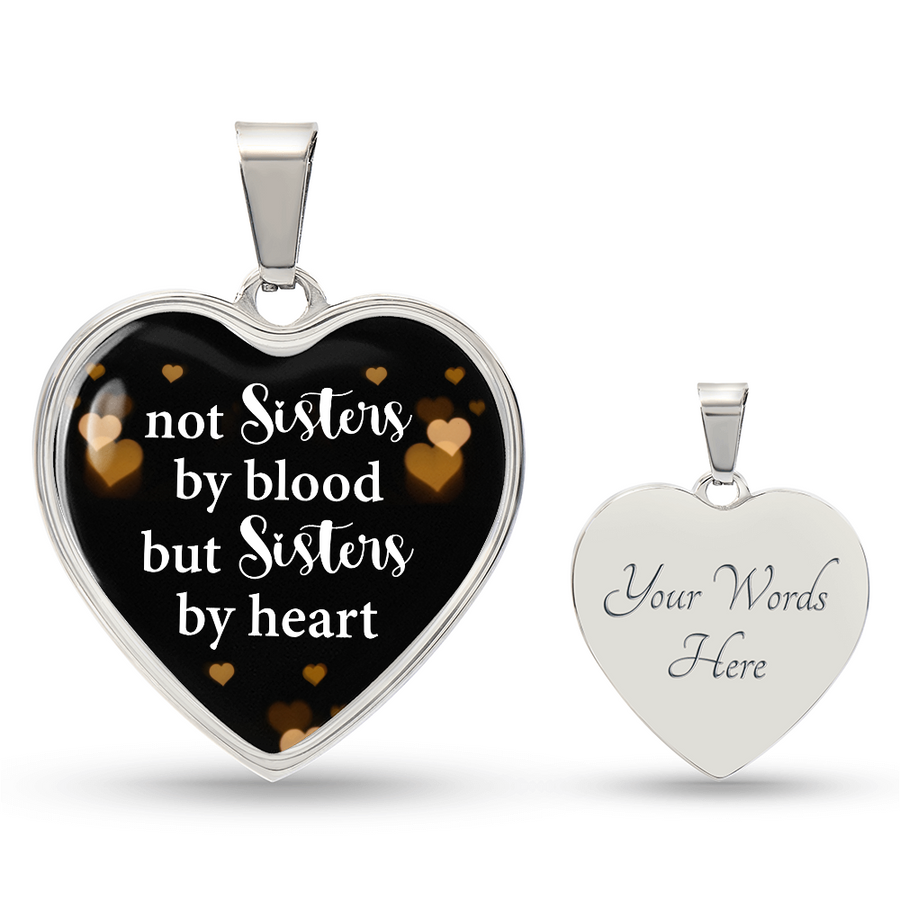 Silver Women Heart Necklace - Not Sister by Blood Snake Chain
