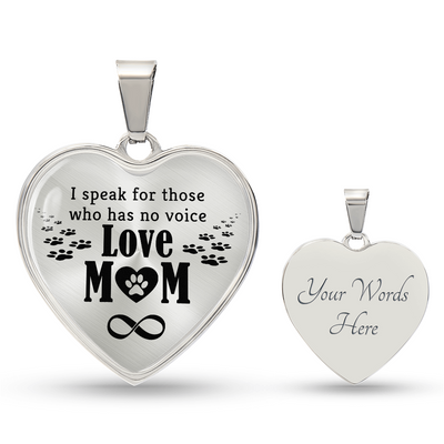Load image into Gallery viewer, To My Mom Heart Necklace - I Speak for Those Snake Chain
