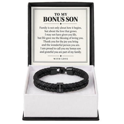 Load image into Gallery viewer, To My Bonus Son Personalized Name Bracelet - The Blessing of Loving You
