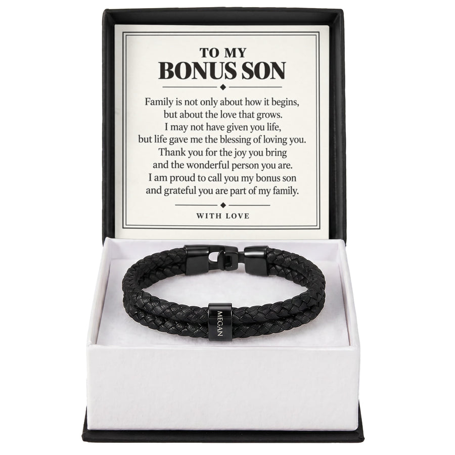 To My Bonus Son Personalized Name Bracelet - The Blessing of Loving You