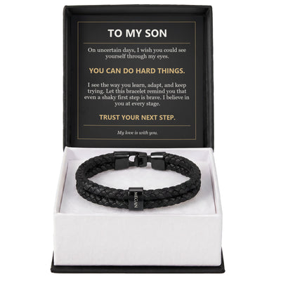 Load image into Gallery viewer, To My Son, You Can Do Hard Things - Personalized Name Bracelet
