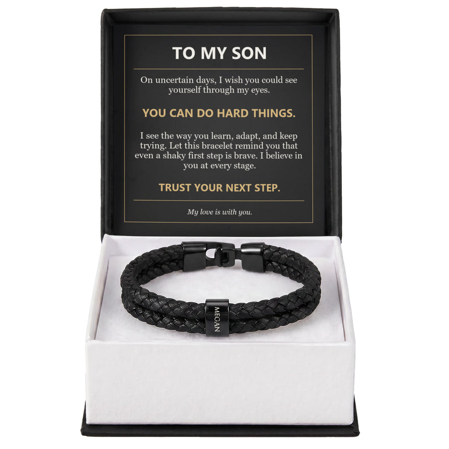 To My Son, You Can Do Hard Things - Personalized Name Bracelet