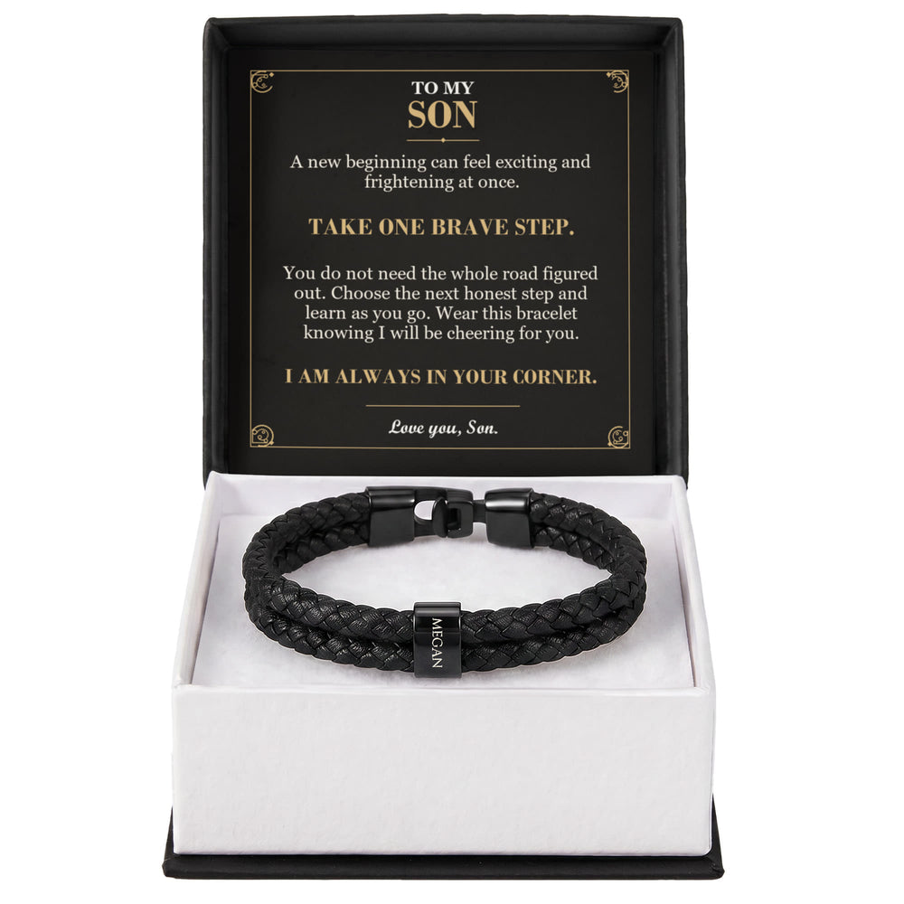 To My Son, Take One Brave Step - Personalized Name Bracelet