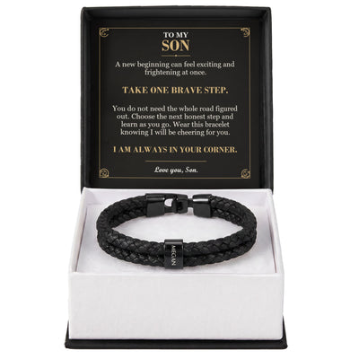 Load image into Gallery viewer, To My Son, Take One Brave Step - Personalized Name Bracelet

