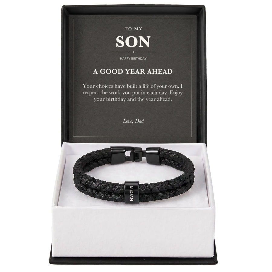 To My Son Birthday Name Bracelet from Dad - A Good Year Ahead