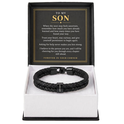 Load image into Gallery viewer, To My Son Personalized Name Bracelet - Forever in Your Corner
