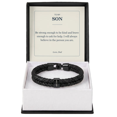 Load image into Gallery viewer, To My Son, Strong Enough to Be Kind - Personalized Name Bracelet
