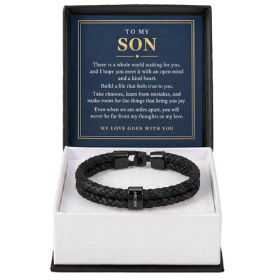 Load image into Gallery viewer, To My Son Personalized Name Bracelet - My Love Goes With You
